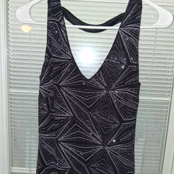 Cloth & People Black/Silver Glitter Dress Medium Bodycon party Dress - Picture 2 of 8